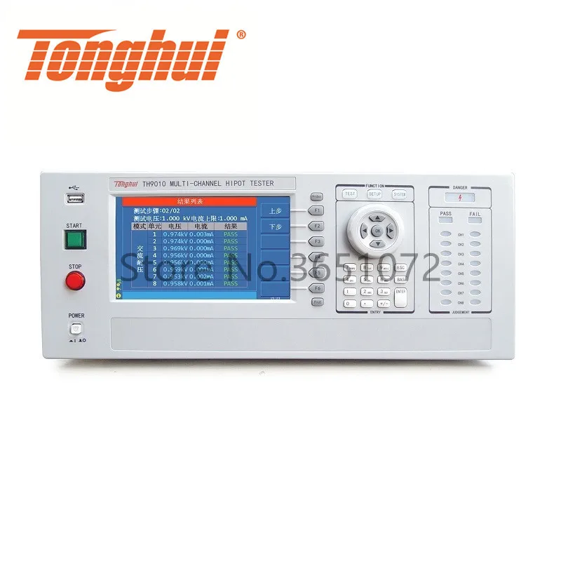 TH9010 Parallel 8-channel Hipot Tester, AC 0-5000V, DC 0-6000V; AC 0-10 mA, DC 0-5 mA; IR: 0.1Mohm-10Gohm
TH9010 Parallel 8-channel Hipot Tester, AC 0-5000V, DC 0-6000V; AC 0-10 mA, DC 0-5 mA; IR: 0.1Mohm-10Gohm
