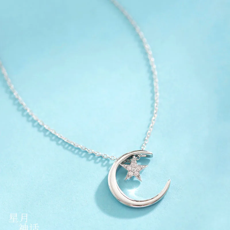 Женское ожерелье из серебра 925 пробы, с Луной и звездами
Женское ожерелье из серебра 925 пробы, с Луной и звездами