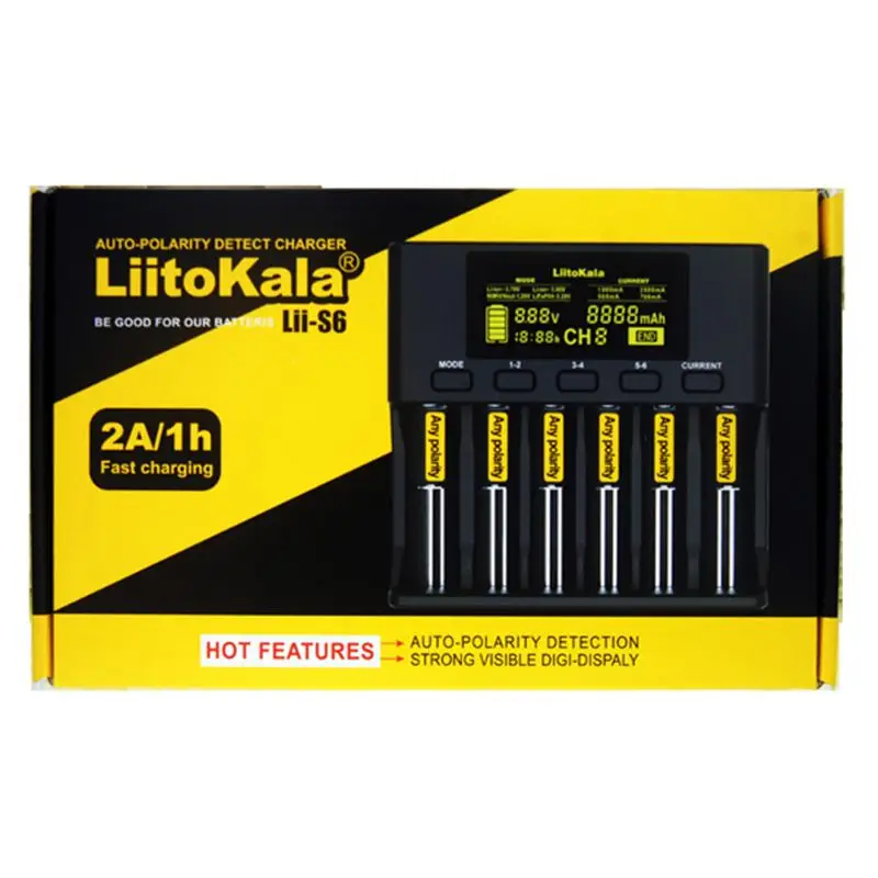 LiitoKala Lii-S6 18650 3.7V Lithium Charger 6 Slots LCD Screen Display Smartest Battery Smart Batteries Charger US/EU Plug
LiitoKala Lii-S6 18650 3.7V Lithium Charger 6 Slots LCD Screen Display Smartest Battery Smart Batteries Charger US/EU Plug