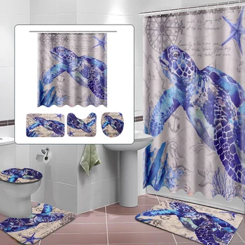 4Pcs/set Bath Curtain Sea Turtle Waterproof Shower Curtain Octopus Bathroom Curtains with Hooks 3D Blackout Curtain Bath Mat Set
4Pcs/set Bath Curtain Sea Turtle Waterproof Shower Curtain Octopus Bathroom Curtains with Hooks 3D Blackout Curtain Bath Mat Set