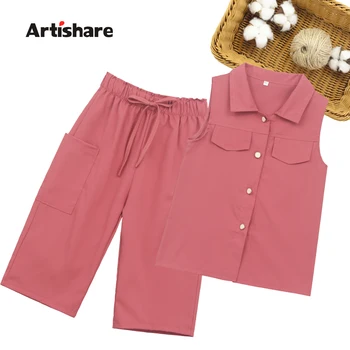 Kids Summer Clothes Turn Down Collar Girls Clothes Set Vest + Short Outfit For Girls Casual Styel Children's Tracksuits
Kids Summer Clothes Turn Down Collar Girls Clothes Set Vest + Short Outfit For Girls Casual Styel Children's Tracksuits