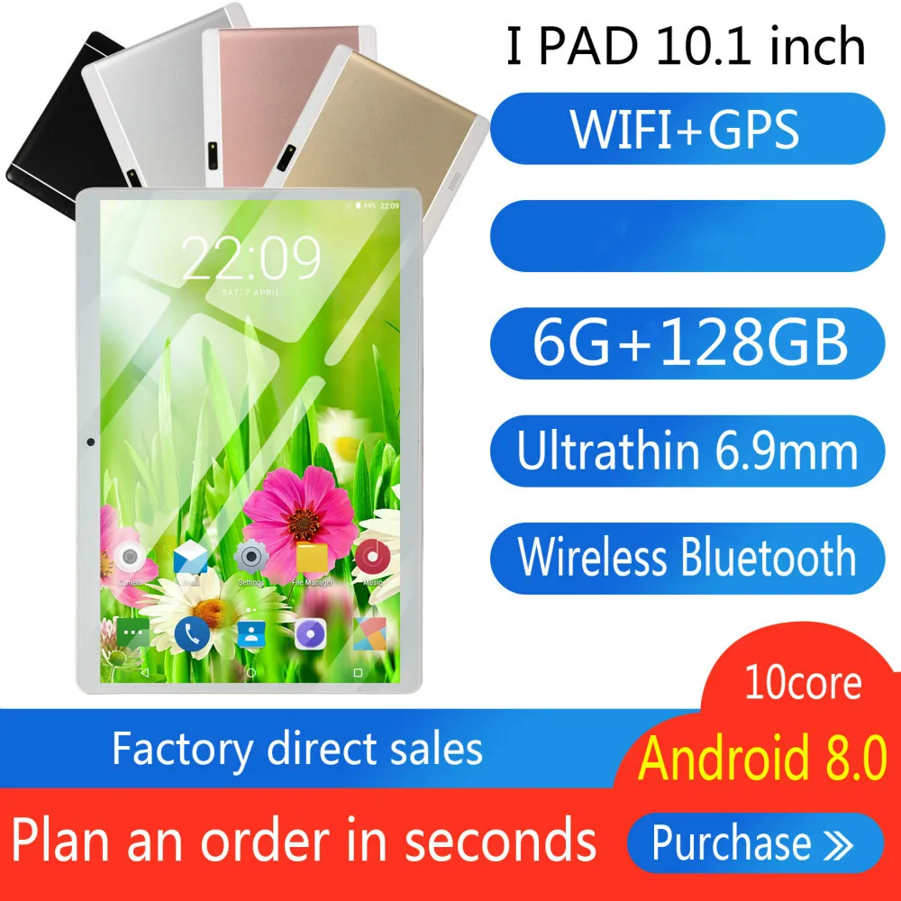 2020 10.1' INCH Tablet Android 8.0 10 Core 6GB + 128GB ROM Dual Camera 5MP SIM Tablet PC Wifi mirco Usb GPS bluetooth phone
2020 10.1' INCH Tablet Android 8.0 10 Core 6GB + 128GB ROM Dual Camera 5MP SIM Tablet PC Wifi mirco Usb GPS bluetooth phone