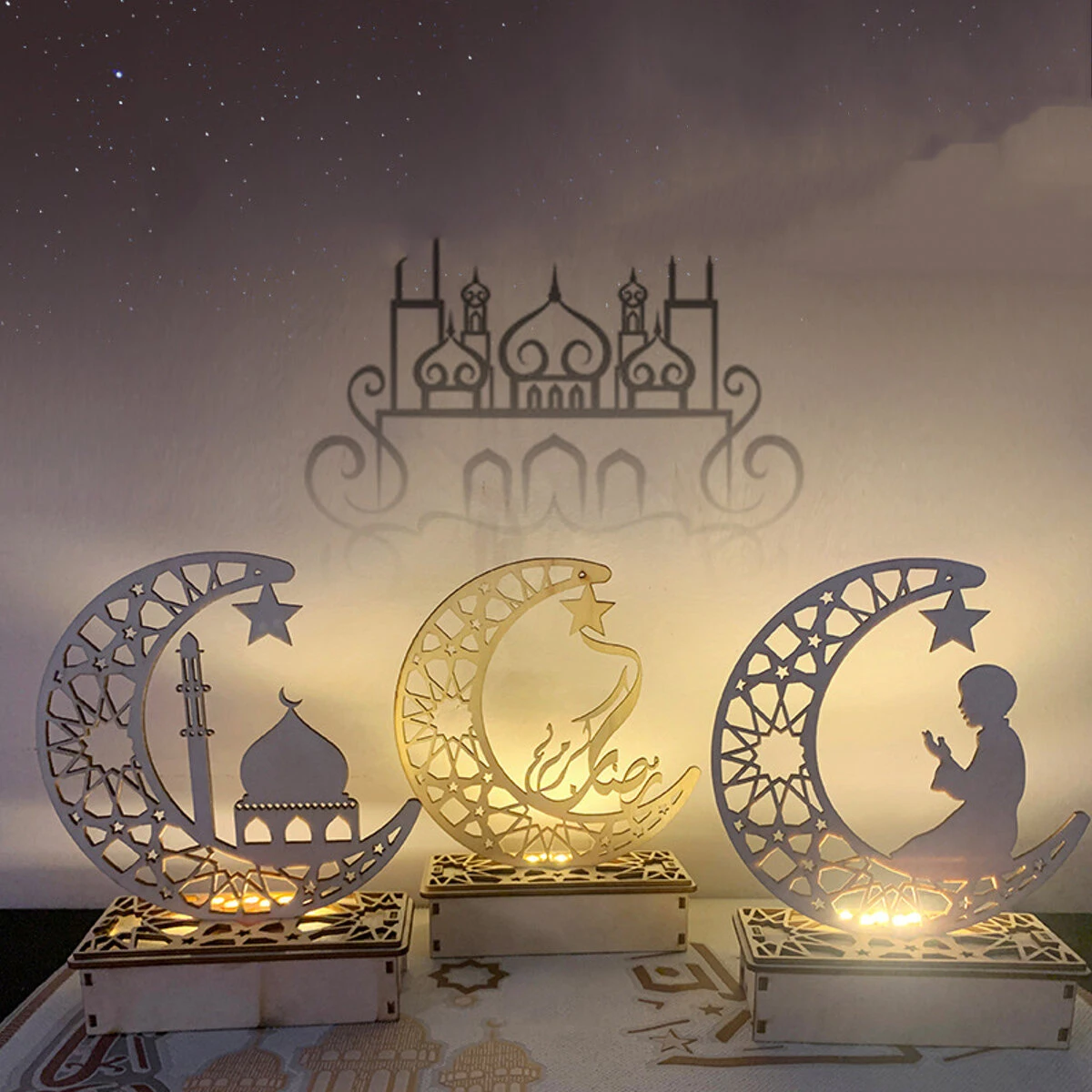 Фото FENGRISE EID Mubarak Wooden Pendant Ramadan Decoration Islam Muslim Party Decor Eid Al Adha And Kareem | Дом и сад