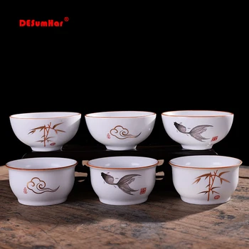 

4pcs Creative ceramics tea cup, Ding kiln white teacup, matt glaze Kung Fu teaset Tea ceremony supplies mug