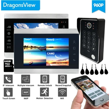 

Dragonsview IP Video Door Phone Intercom System 7 Inch Wireless Monitor 960P Wifi Doorbell Camera RFID Password Rainproof Record