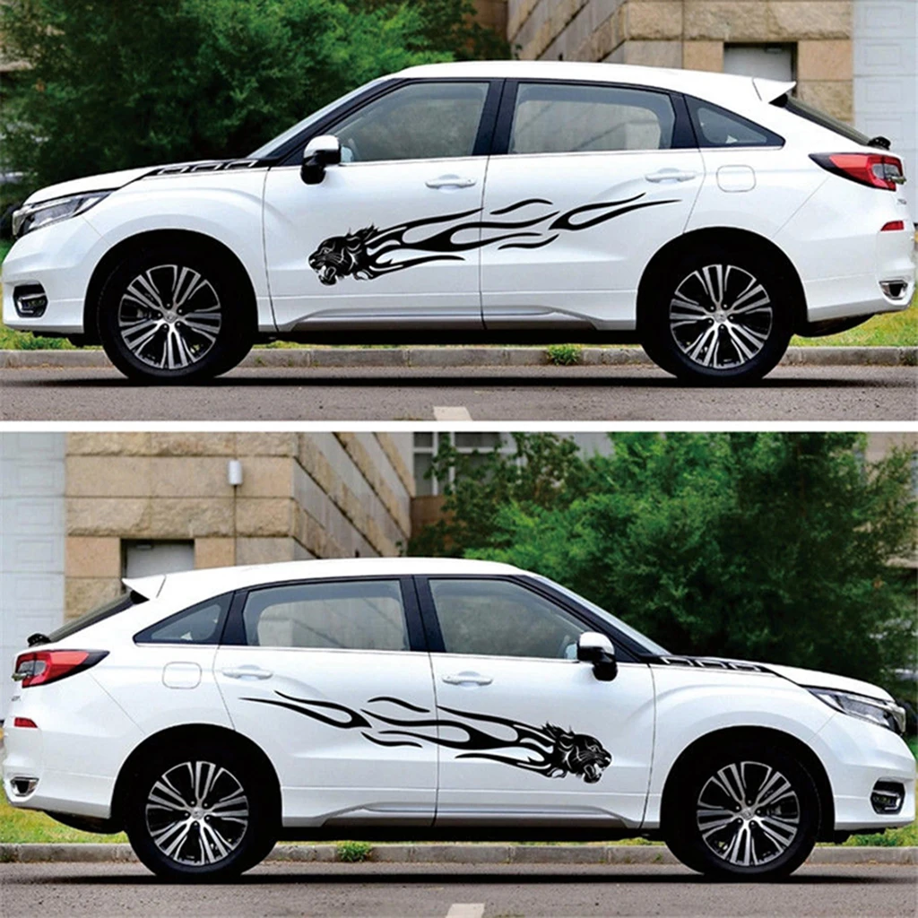 Pair Waterproof Car Body Side Truck Decal Vinyl Flame Graphics Racing Stripes Sticker Universal Pair Waterproof Car Body Side Truck Decal Vinyl Flame Graphics Racing Stripes Sticker Universal