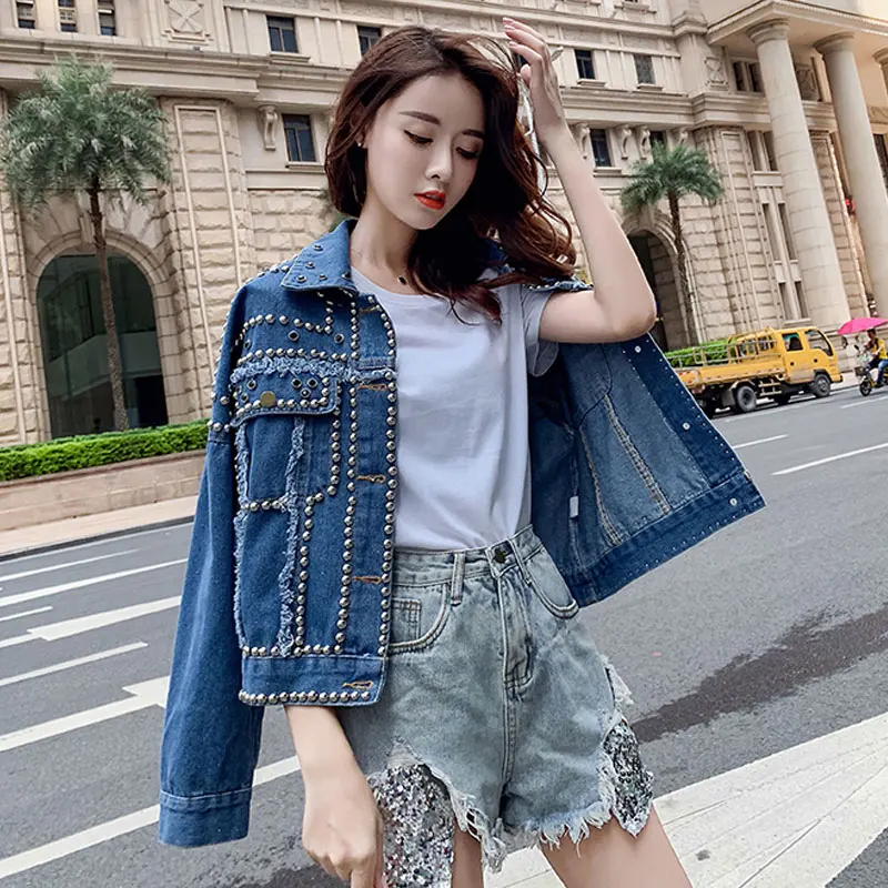 Women Denim Jacket Female Spring And Autumn 2019 Beaded Bf Wind Loose Ins Tide Beading Outwear Jackets Tops Long Sleeve Top
Women Denim Jacket Female Spring And Autumn 2019 Beaded Bf Wind Loose Ins Tide Beading Outwear Jackets Tops Long Sleeve Top