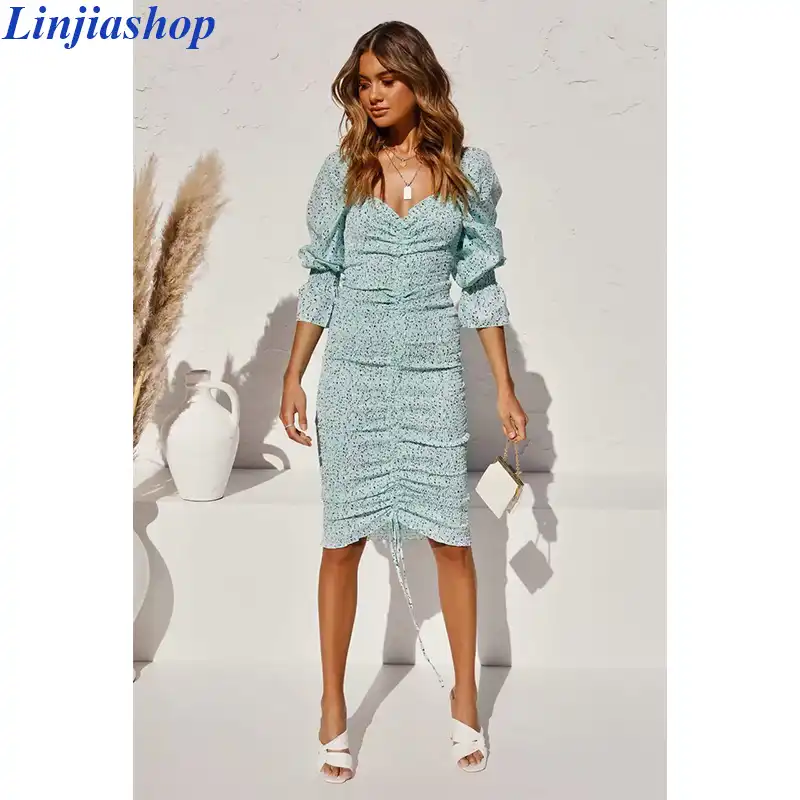 square neck bodycon midi dress