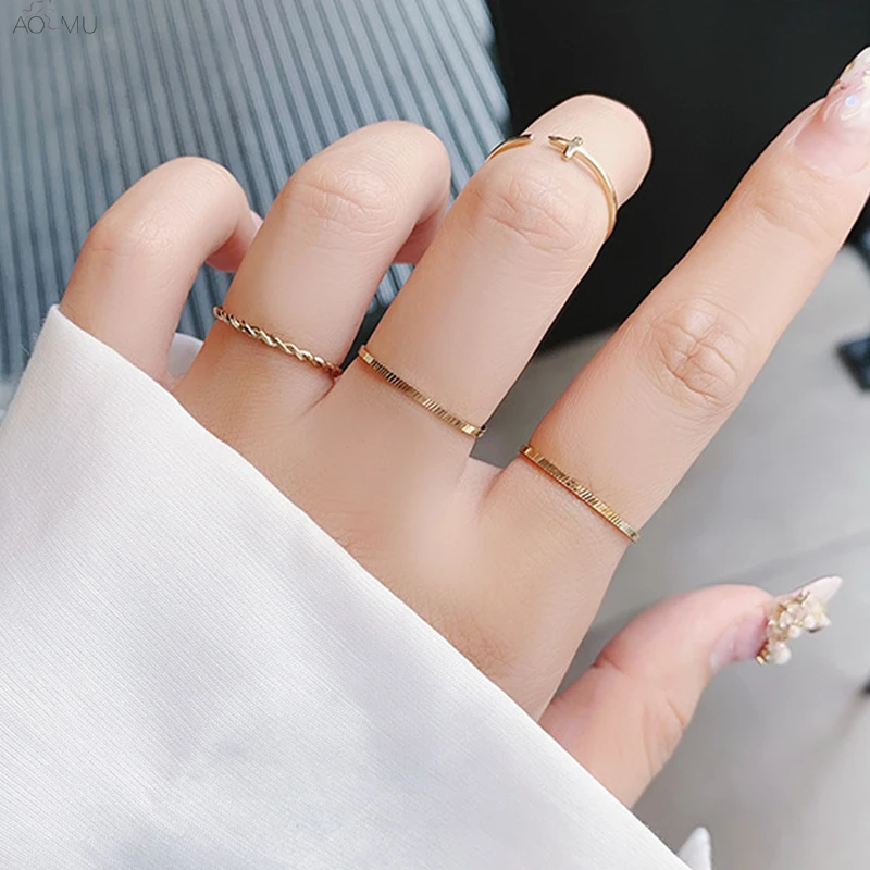 AOMU 4pcs/set Simple Silver Golden Cross Thin Ring Smooth Fine Circle Twisted Little Knuckle Finger Ring For Women Korean Jewely
AOMU 4pcs/set Simple Silver Golden Cross Thin Ring Smooth Fine Circle Twisted Little Knuckle Finger Ring For Women Korean Jewely
