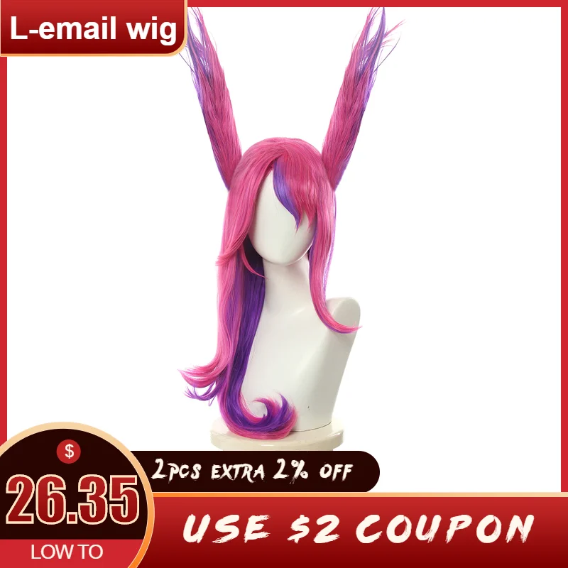 L-email wig LoL Xayah Cosplay Wigs Star Guardians Cosplay Long Pink Purple Wig with Ears Halloween Heat Resistant Synthetic Hair
L-email wig LoL Xayah Cosplay Wigs Star Guardians Cosplay Long Pink Purple Wig with Ears Halloween Heat Resistant Synthetic Hair