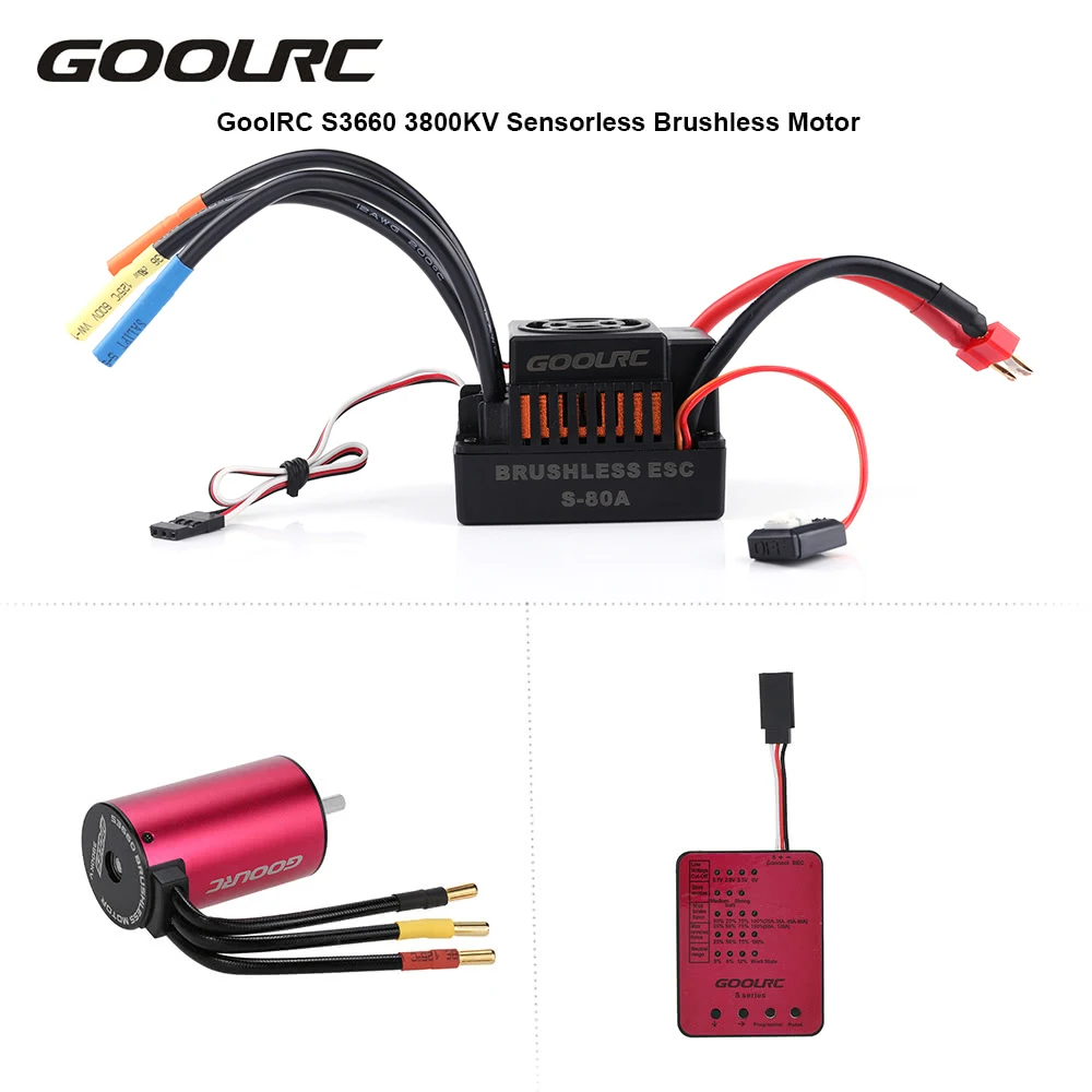 Original GoolRC S3660 3800KV Sensorless Brushless Motor 80A Brushless ESC and Program Card Combo Set for 1/10 RC Car Truck
Original GoolRC S3660 3800KV Sensorless Brushless Motor 80A Brushless ESC and Program Card Combo Set for 1/10 RC Car Truck