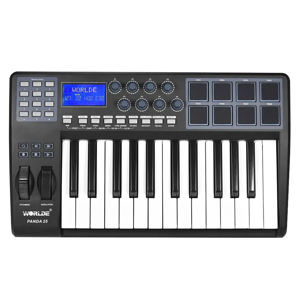 WORLDE PANDA 25-Key Ultra-portable USB MIDI Keyboard 8 Drum Pads Controller With USB Cable Durable USB MIDI Keyboard
WORLDE PANDA 25-Key Ultra-portable USB MIDI Keyboard 8 Drum Pads Controller With USB Cable Durable USB MIDI Keyboard