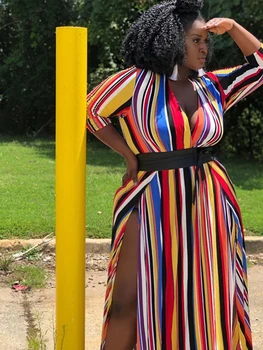 Striped Africa Dress Half Sleeve Beach Dress Belt Women Tunic Long Beach Cover Up Plus Size Beach Wear Pareos De Playa Mujer
Striped Africa Dress Half Sleeve Beach Dress Belt Women Tunic Long Beach Cover Up Plus Size Beach Wear Pareos De Playa Mujer