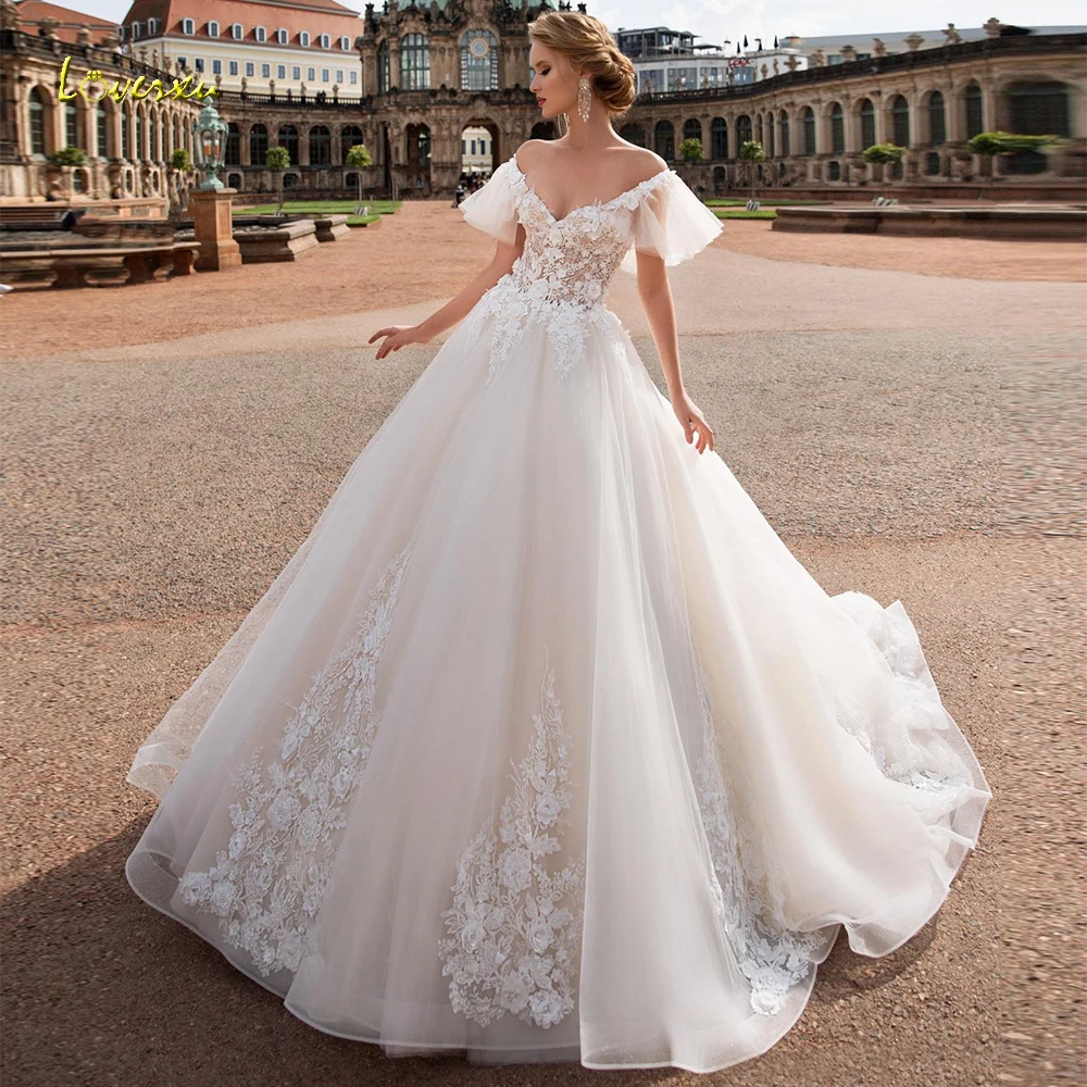 Loverxu бальное платье с v-образным вырезом свадебные платья 2019 шикарная аппликация