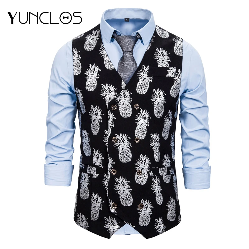 Men's Euro Size Vest Pineapple & Tiger Pattern Printed Waistcoat Masculine S-2XL For Wedding Party Double-Breasted Suit Vest
Men's Euro Size Vest Pineapple & Tiger Pattern Printed Waistcoat Masculine S-2XL For Wedding Party Double-Breasted Suit Vest