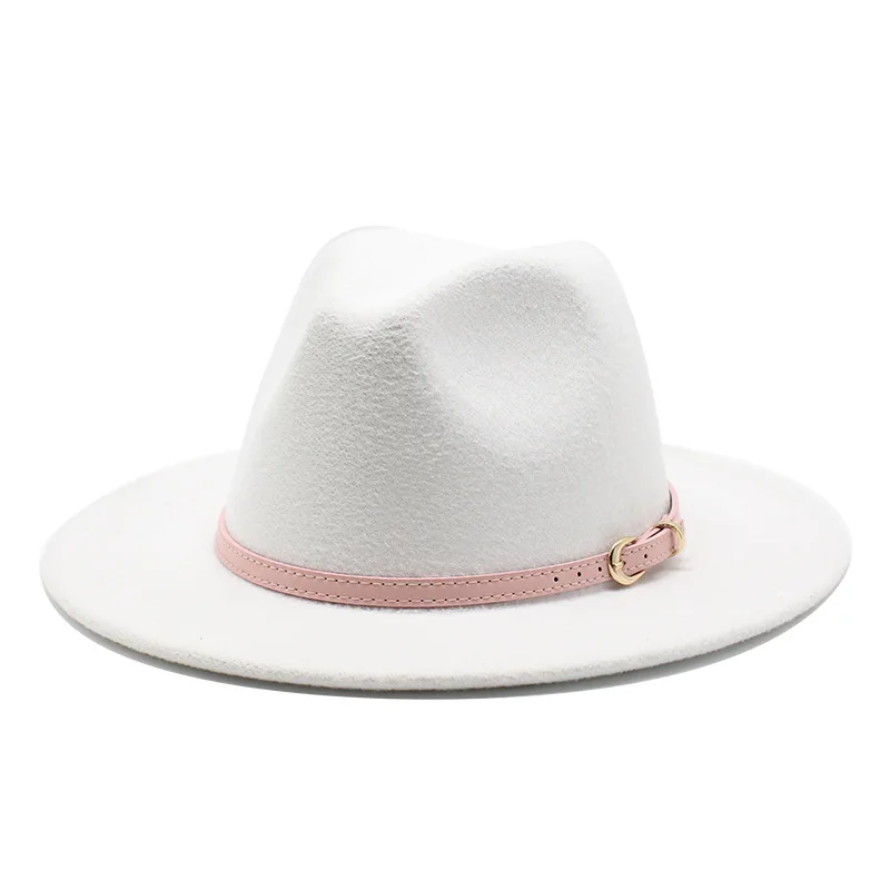 56-60cm White/BlackWide Brim Fedora Hat Women Men Imitation Wool Felt Hats with Metal Chain Decor Panama Jazz Chapeau hat
56-60cm White/BlackWide Brim Fedora Hat Women Men Imitation Wool Felt Hats with Metal Chain Decor Panama Jazz Chapeau hat