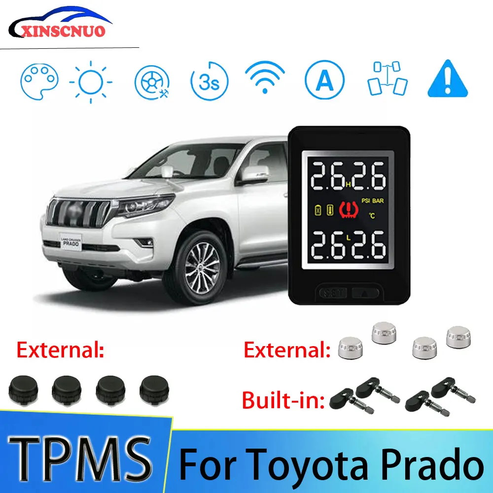 XINSCNUO Car TPMS For Toyota Prado Tire Pressure and Temperature Monitoring System with 4 Sensors
XINSCNUO Car TPMS For Toyota Prado Tire Pressure and Temperature Monitoring System with 4 Sensors