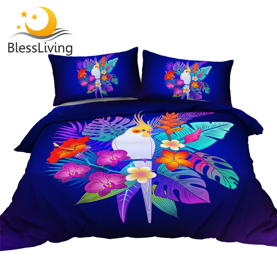 BlessLiving Parrot Bird Bedding Set Tropical Jungle Plant Quilt Cover Leaf Floral Bed Cover Set Purple Beautiful Bedspreads 3pcs
BlessLiving Parrot Bird Bedding Set Tropical Jungle Plant Quilt Cover Leaf Floral Bed Cover Set Purple Beautiful Bedspreads 3pcs