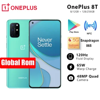 

Original Oneplus 8T 8 T 5G SmartPhone 120Hz Fluid AMOLED Display Snapdragon 865 65W Warp Charge One plus 8T Mobile Phone