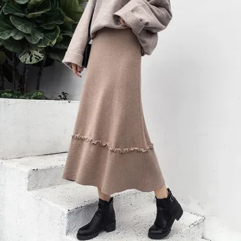 FOLOBE Autumn Winter High Waist A-line Knitting Long Skirt Elegant Heavy Slim Boho Ruffled Mid-calf Knitted Skirts
FOLOBE Autumn Winter High Waist A-line Knitting Long Skirt Elegant Heavy Slim Boho Ruffled Mid-calf Knitted Skirts