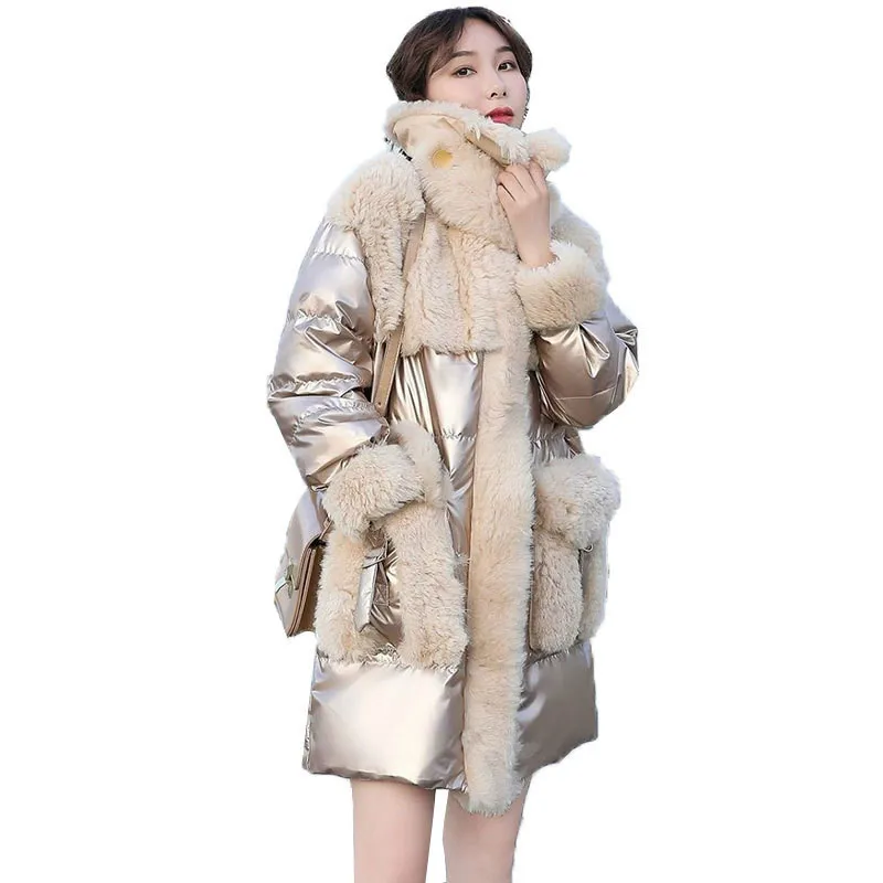 Winter Down Parka Wool Fur Jacket Women Bright face down cotton Outwear Female Elegant Patchwork Parkas Ladies Winter Coat women
Winter Down Parka Wool Fur Jacket Women Bright face down cotton Outwear Female Elegant Patchwork Parkas Ladies Winter Coat women
