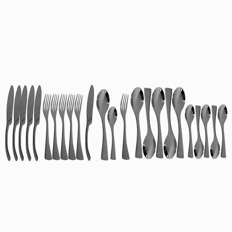 Cutlery Set 304 Stainless Steel Dinnerware Black Dinner Knife Forks Teaspoon Tableware Western Food Wedding Silverware Supply
Cutlery Set 304 Stainless Steel Dinnerware Black Dinner Knife Forks Teaspoon Tableware Western Food Wedding Silverware Supply