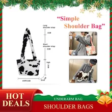 Fashion Cow Pattern Women Plush Handbag Shoulder Messenger Bags Elegant Female Underarm Bags Autumn Winter Casual Shopping Bag 
Fashion Cow Pattern Women Plush Handbag Shoulder Messenger Bags Elegant Female Underarm Bags Autumn Winter Casual Shopping Bag