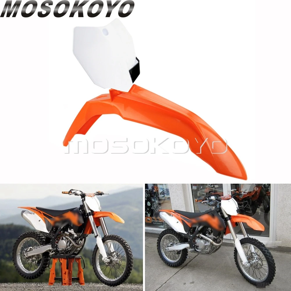 Оранжевого и белого цветов в стиле хип Dirt Bike переднее крыло спереди номерной знак
