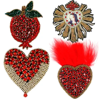 1PC Handmade Pomegranate Rhinestone Beaded Heart Patches Sew on Sequin Crystal Applique Sewing for Clothes Bags TH1393
1PC Handmade Pomegranate Rhinestone Beaded Heart Patches Sew on Sequin Crystal Applique Sewing for Clothes Bags TH1393