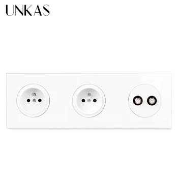 UNKAS 16A Double French Standard Wall Socket+Female Dual Satellite Cable TV Connector Jack 258MM*86MM Crystal Glass Panel Outlet
UNKAS 16A Double French Standard Wall Socket+Female Dual Satellite Cable TV Connector Jack 258MM*86MM Crystal Glass Panel Outlet