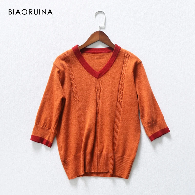 BIAORUINA Women's Winding Jacquard V-neck Fashion Sweater Female Casual Patchwork Slim Elastic Waist Knit Pullovers 
BIAORUINA Women's Winding Jacquard V-neck Fashion Sweater Female Casual Patchwork Slim Elastic Waist Knit Pullovers