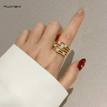 HUANZHI 2020 New Simple Irregular Wide Version Multi-layer Hollow Metal Pearl Open Ring For Women Girls Party Jewelry Gifts
HUANZHI 2020 New Simple Irregular Wide Version Multi-layer Hollow Metal Pearl Open Ring For Women Girls Party Jewelry Gifts