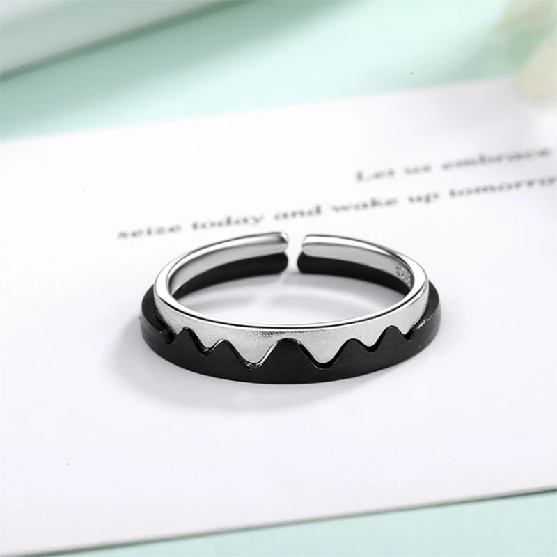 Korean Style 925 Sterling Sliver Mountain League Oath Couple Rings Promise Love Black&Sliver Wave Lover's Adjustable Rings R264
Korean Style 925 Sterling Sliver Mountain League Oath Couple Rings Promise Love Black&Sliver Wave Lover's Adjustable Rings R264