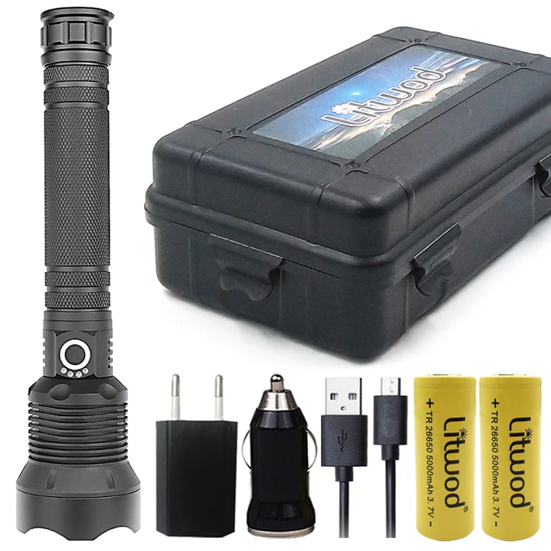 Litwod Z92 1282 50000lm high powerful Tactical LED flashlight torch light CREE XHP70.2 18650 26650 rechargeable Battery Lantern
Litwod Z92 1282 50000lm high powerful Tactical LED flashlight torch light CREE XHP70.2 18650 26650 rechargeable Battery Lantern