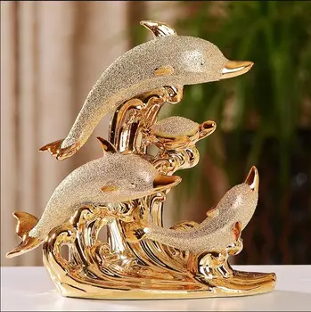 

Modern Ceramic Cute Dolphin Fish Ornaments Home Furnishing Decoration Crafts Wedding Gift TVCabinet Office Animal Figurines Art