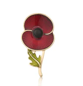1.7 Inch Red Enamel Gold Tone British Poppy Brooch Flower Pin with Leaf Remembrance Gifts
1.7 Inch Red Enamel Gold Tone British Poppy Brooch Flower Pin with Leaf Remembrance Gifts