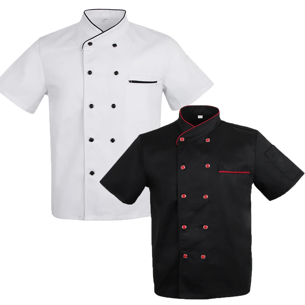 Unisex Adults Chefs Jacket Coat Hotel Kitchen Waiter Uniform Short Sleeved Food Service Cook Workwear Chefs Catering Apparel Unisex Adults Chefs Jacket Coat Hotel Kitchen Waiter Uniform Short Sleeved Food Service Cook Workwear Chefs Catering Apparel