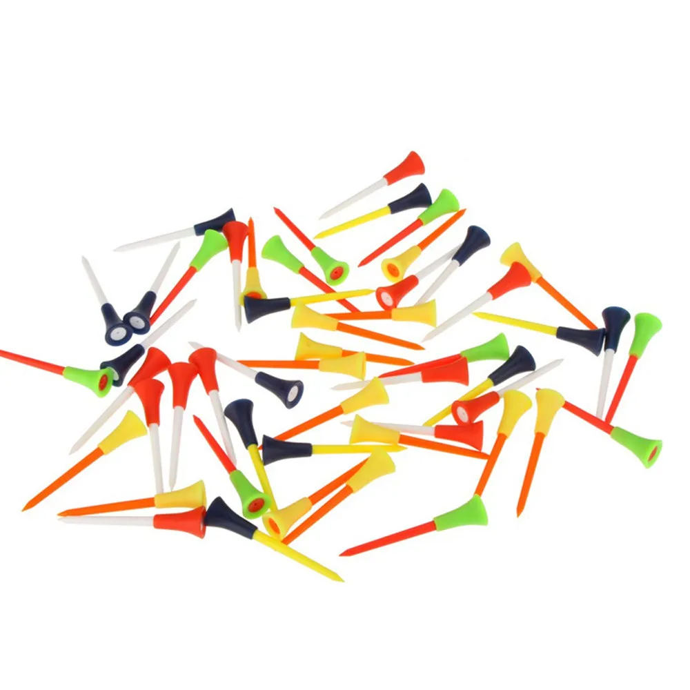 30PC Multi Color Plastic Golf Tees 83mm Durable Rubber Cushion Top Tee Random durable Outdoor sports Accessories |