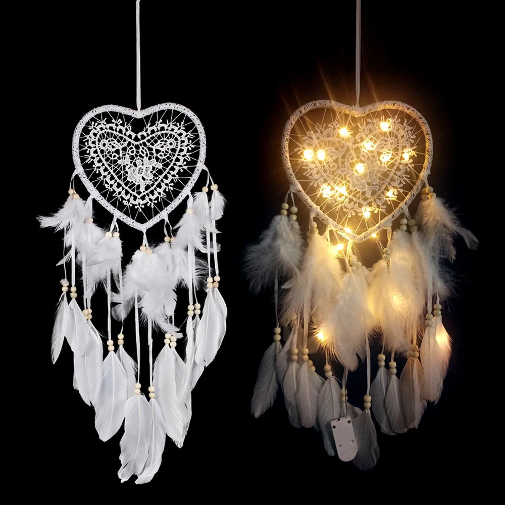 Vintage Fancy Dream Catcher With LED String Hollow Hoop Heart Shape Pendant Feathers Night Light Wall Hanging Home Decor
Vintage Fancy Dream Catcher With LED String Hollow Hoop Heart Shape Pendant Feathers Night Light Wall Hanging Home Decor