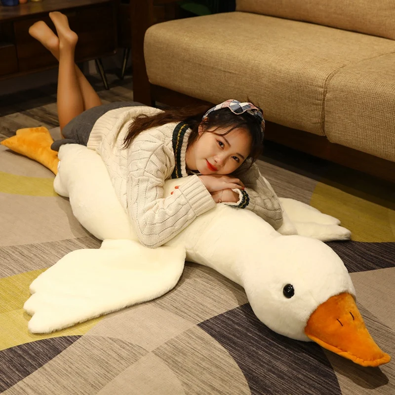 

130CM Giant White Duck Plushie Toys Soft Stuffed Big Wings Goose Doll Lovely Animal Pillow For Children Girls Birthday Gifts