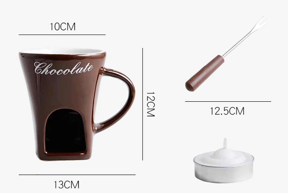 Description Picture 4 of itemFondue Mug Set Personal Mini Fondue Pots Chocolate Cheese Ice Cream Fondue Maker Kit Individual Butter Melter Cup Small Warmer