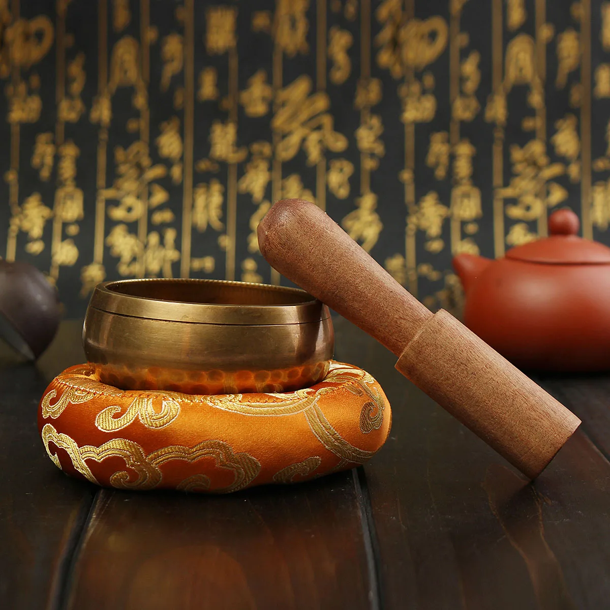 KIWARM 8 см ручная чакра тибетская Поющая чаша набор деревянная наклейка Коврик для