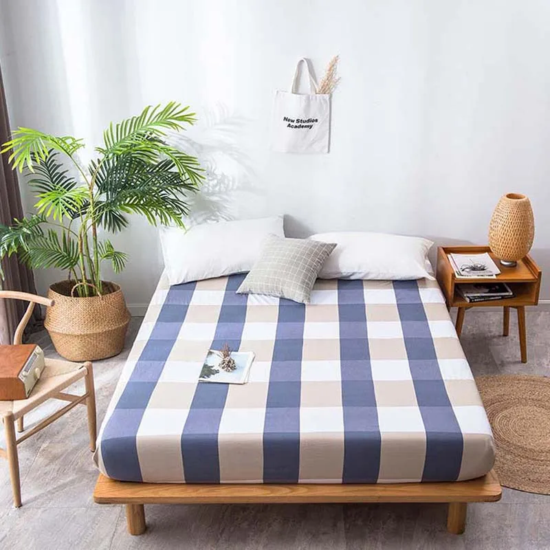 1pc Plaid Fitted Sheet Mattress Cover Printing Bedding Linens Bed Sheets With Elastic Band Double Queen Size Bedspread Bed Cover 
1pc Plaid Fitted Sheet Mattress Cover Printing Bedding Linens Bed Sheets With Elastic Band Double Queen Size Bedspread Bed Cover