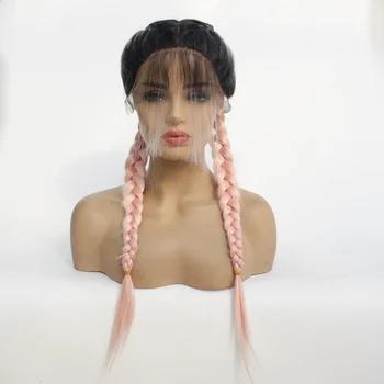 NHAZEL Long Double Braids Pink Ombre High Temperature Fiber Middle Part Synthetic Braided Lace Front Wig With Baby Hair Wigs
NHAZEL Long Double Braids Pink Ombre High Temperature Fiber Middle Part Synthetic Braided Lace Front Wig With Baby Hair Wigs