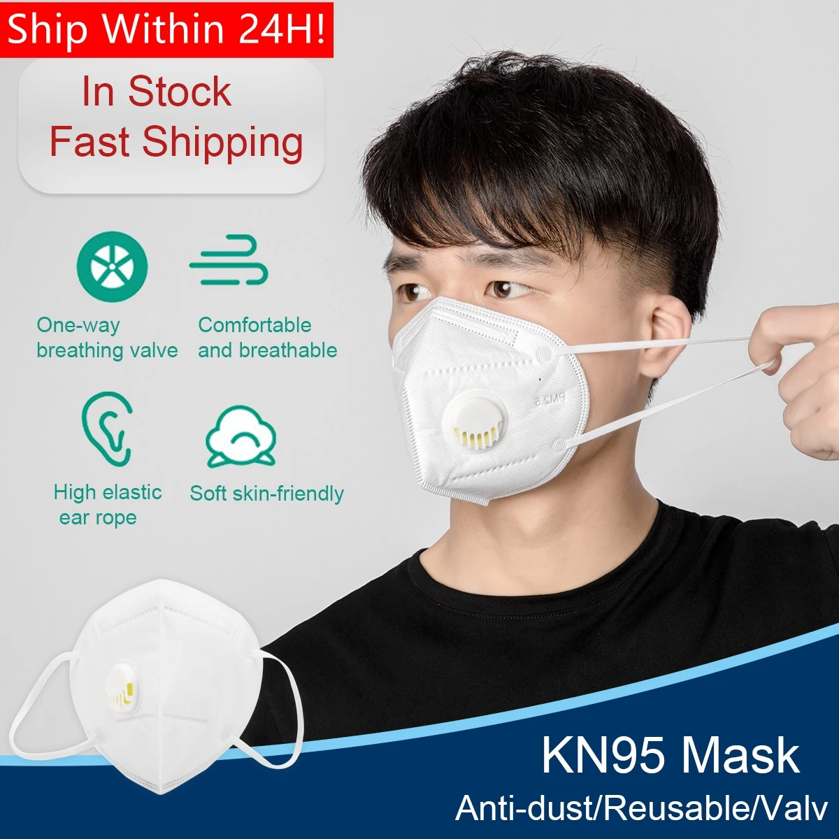 100PCS KN95 Face Mask PM 2.5 Mask Anti Virus Bad Smell Bacteriaproof Face Mouth Mask Dustproof Windproof Respirator Valve
100PCS KN95 Face Mask PM 2.5 Mask Anti Virus Bad Smell Bacteriaproof Face Mouth Mask Dustproof Windproof Respirator Valve