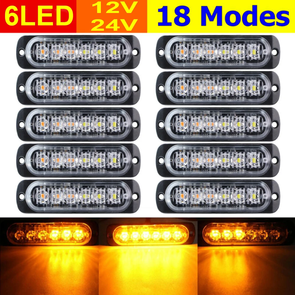 10pcs Car SUV Truck LED Lights Lamps Amber 6 LEDs 12V-24V Hazard Warning Flash Strobe Light Car Caution Strobe Flash Light
10pcs Car SUV Truck LED Lights Lamps Amber 6 LEDs 12V-24V Hazard Warning Flash Strobe Light Car Caution Strobe Flash Light