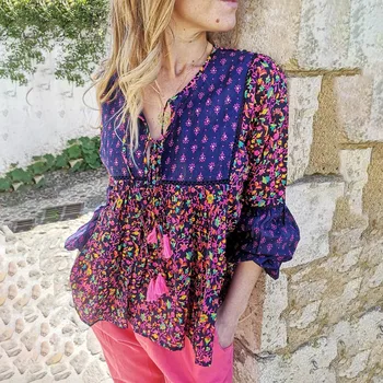 Long Sleeves Ethnic Boho Printed Babydoll Female Tops Lace Patchwork V-neck Bohemian Blouse Beach Sunscreen Foral Shirts 3XL
Long Sleeves Ethnic Boho Printed Babydoll Female Tops Lace Patchwork V-neck Bohemian Blouse Beach Sunscreen Foral Shirts 3XL