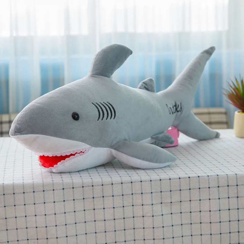 

Plush Toys Cute Model Sharks Strip Pajama Pillow Great White Shark Doll Send Children Gift Meng