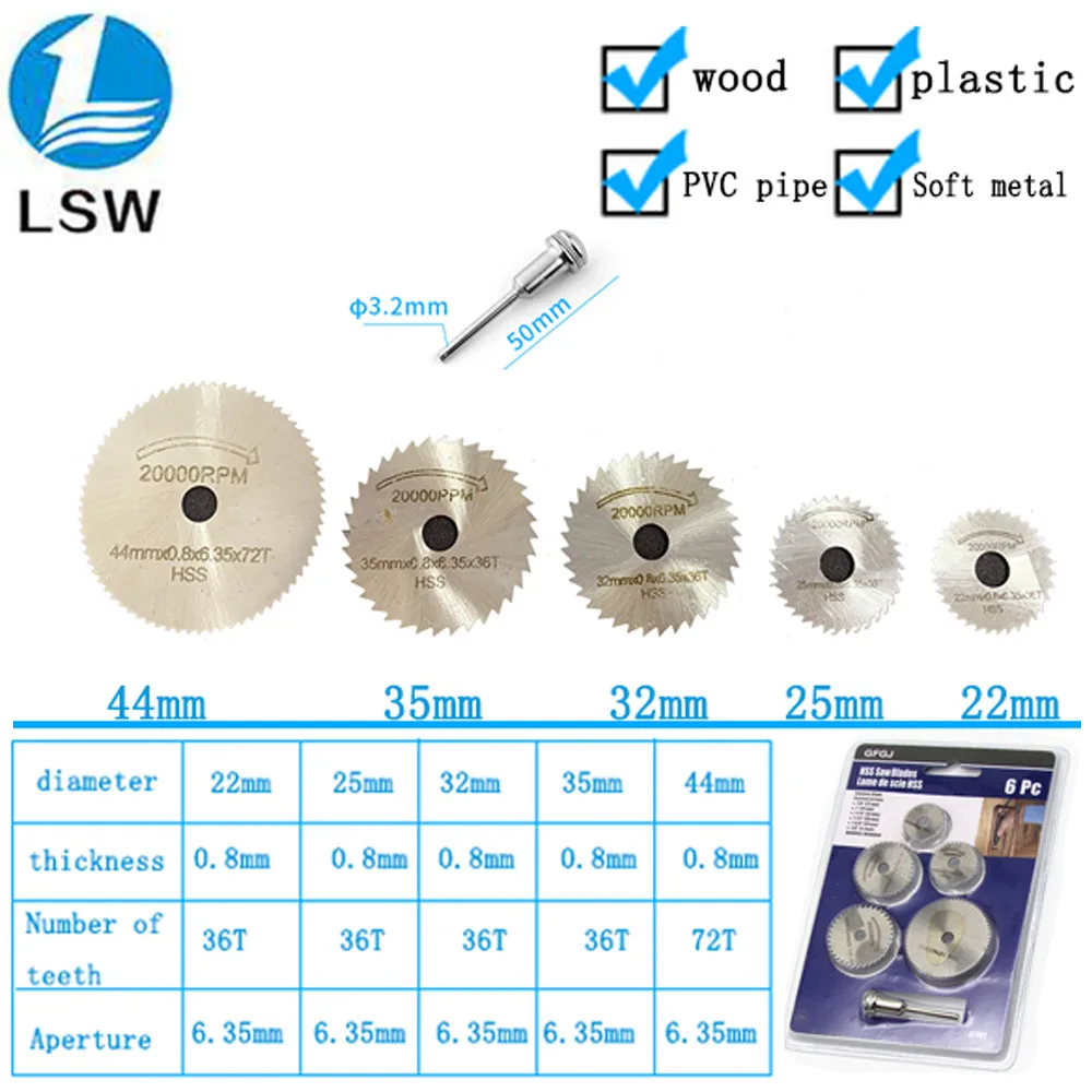 6pcs HSS Circular Saw Blade Rotary Tool For Dremel Metal Cutter Power Tool Set Wood Cutting Discs Drill Mandrel Cutoff
6pcs HSS Circular Saw Blade Rotary Tool For Dremel Metal Cutter Power Tool Set Wood Cutting Discs Drill Mandrel Cutoff