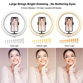 8/10/12 Inch Dimmable Cold Warm LED Studio Camera Ring Light Photo Phone Video Light Lamp With Tripods Ring Table Fill Light
8/10/12 Inch Dimmable Cold Warm LED Studio Camera Ring Light Photo Phone Video Light Lamp With Tripods Ring Table Fill Light